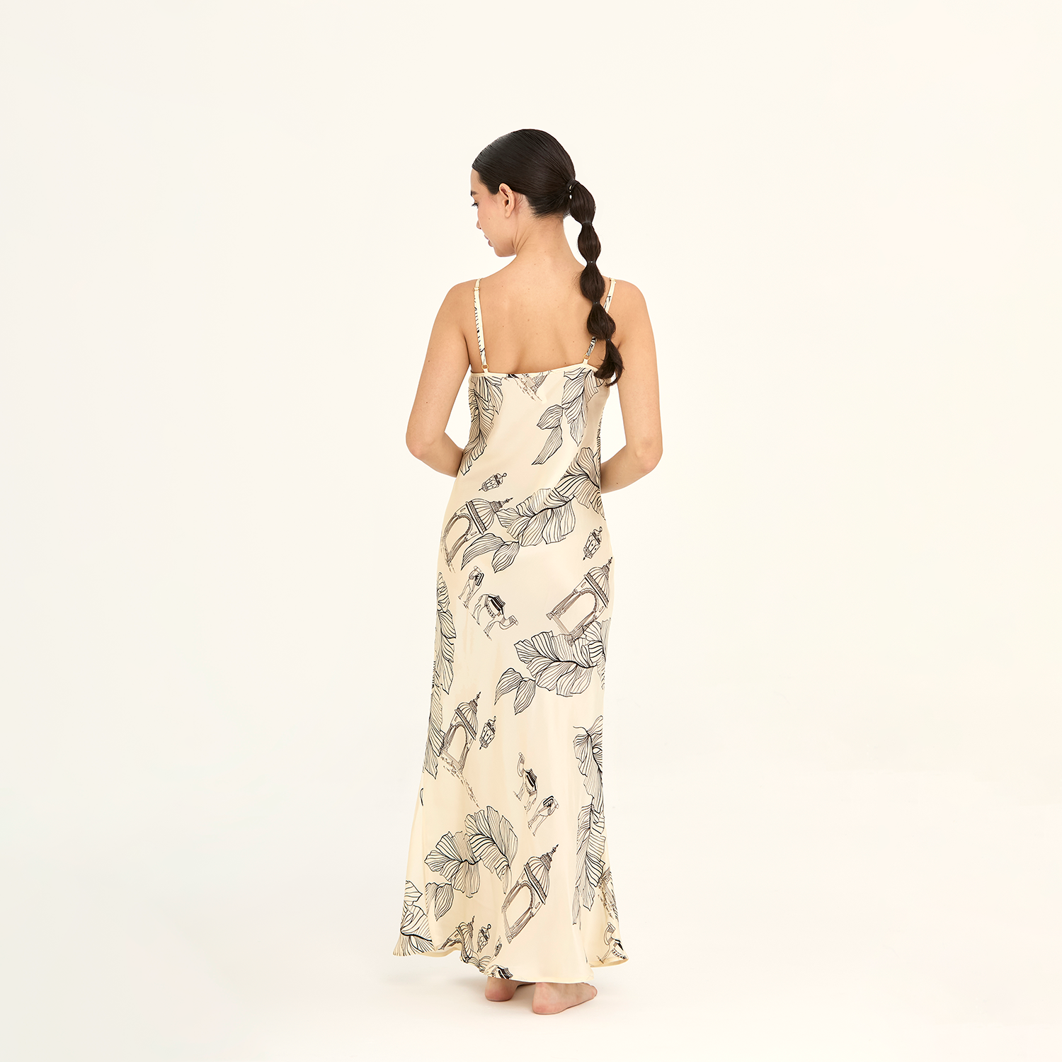 Midi Slip Dress Camel Toile