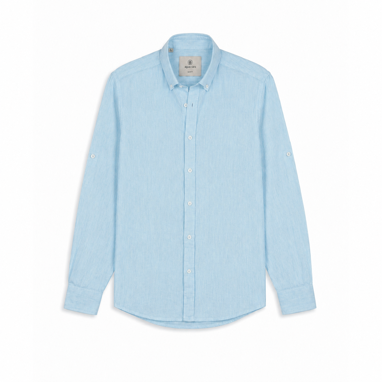 Mens Shirt 100% Linen Baby Blue