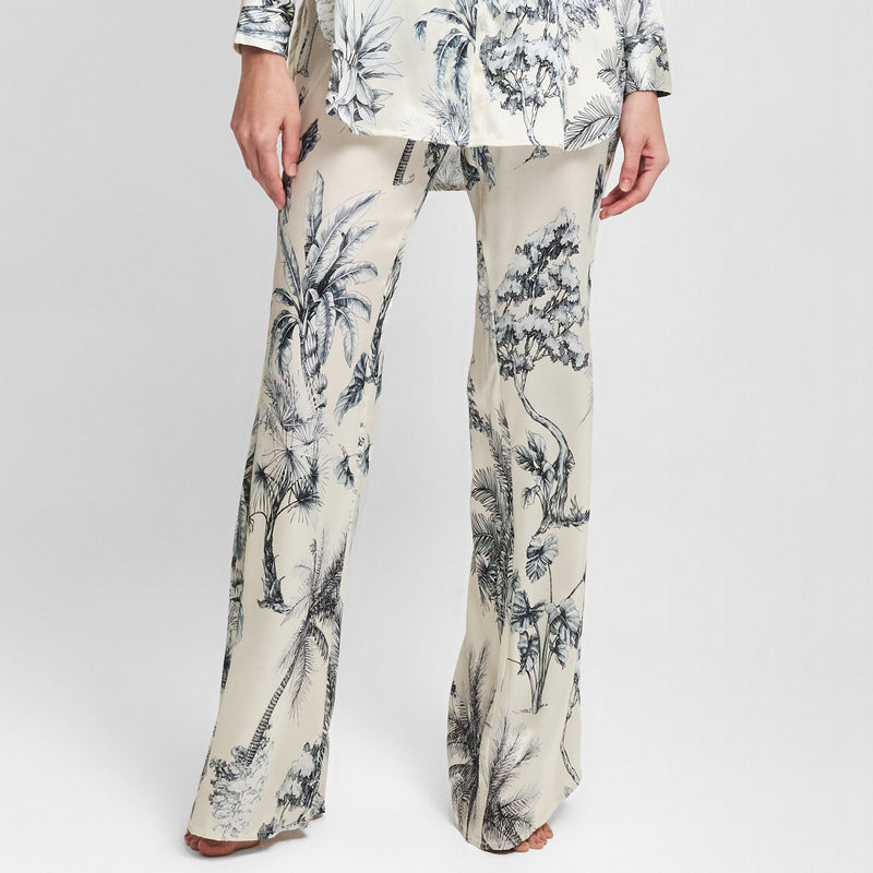 PANTS 100% SILK GRASSE BLEUE 495