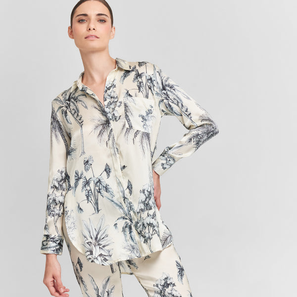 SHIRT 100% SILK GRASSE BLEUE 444