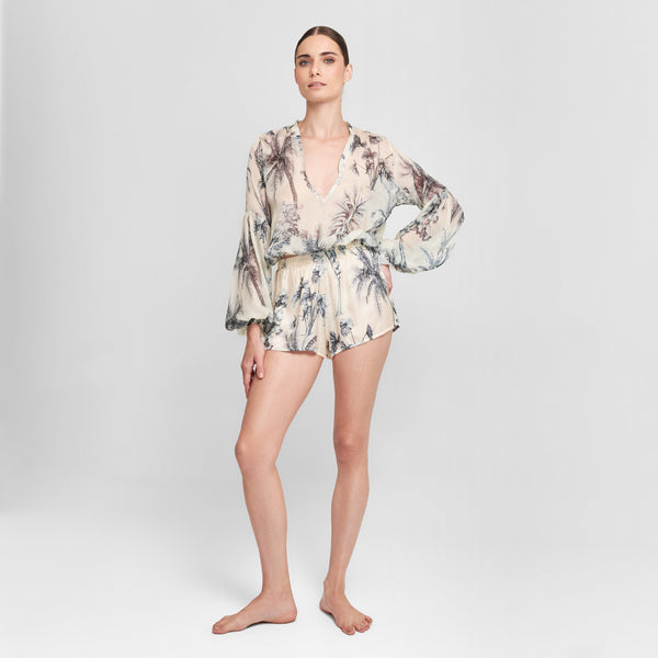 BLOUSE VISCOSE & SILK GRASSE BLEUE 432