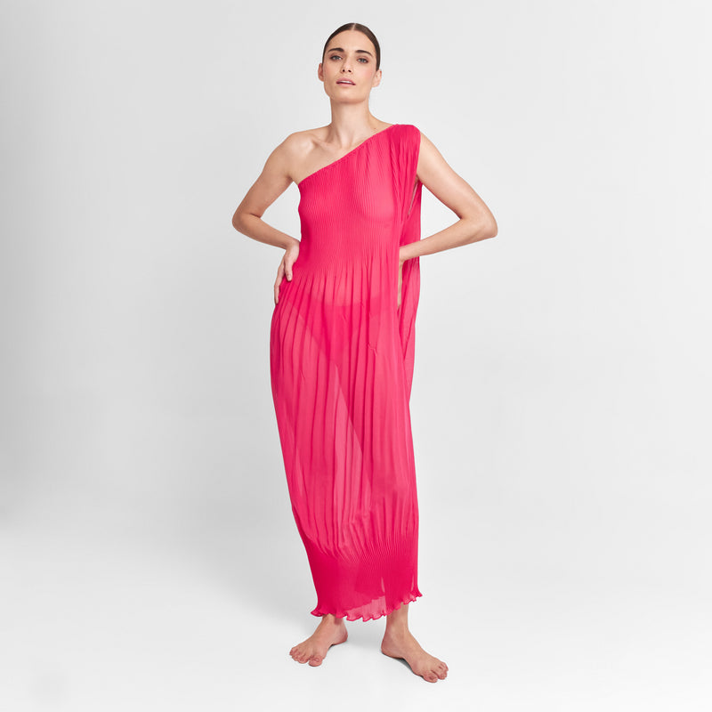 ONE SHOULDER MAXI TUNIC FUCHSIA 396