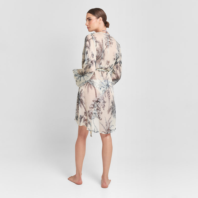 BLOUSE 100% SILK CHIFFON GRASSE BLEUE 430