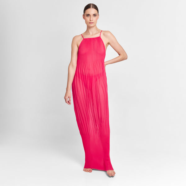 ONE SHOULDER MIDI TUNIC 100% POLYESTER FUCHSIA 368