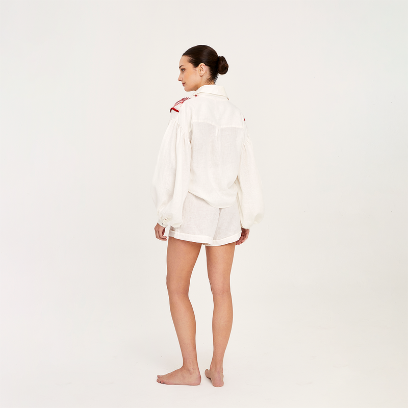 SHIRT 100% LINEN ROUGE 448