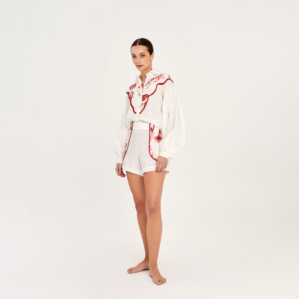 SHIRT 100% LINEN ROUGE 448