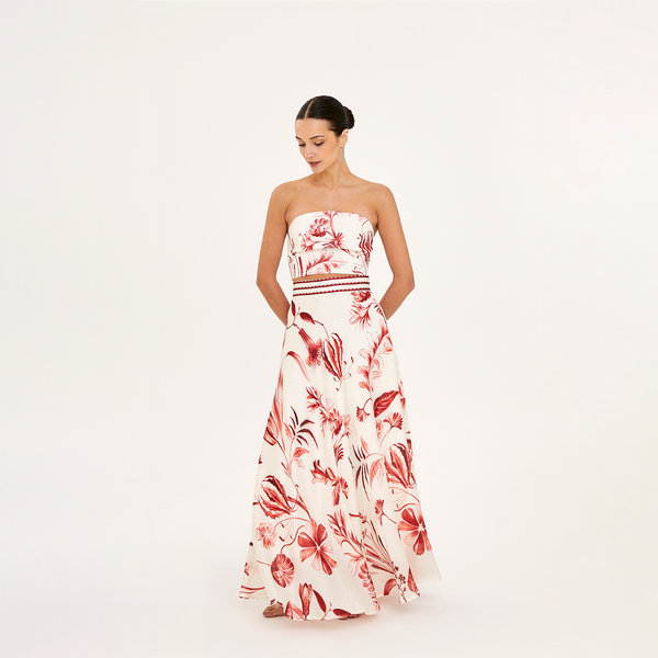 MAXI SKIRT COTTON SILK ROUGE 528A