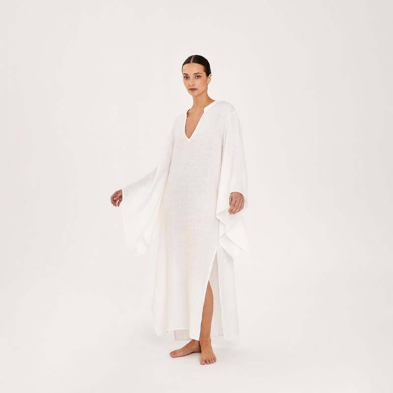 LONG KAFTAN 100% LINEN BLANC 351
