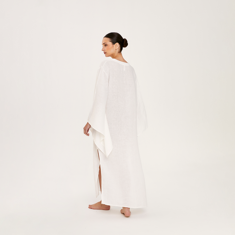 LONG KAFTAN 100% LINEN BLANC 351