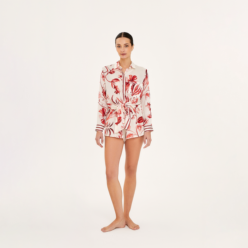 SHORT COTTON SILK ROUGE 451