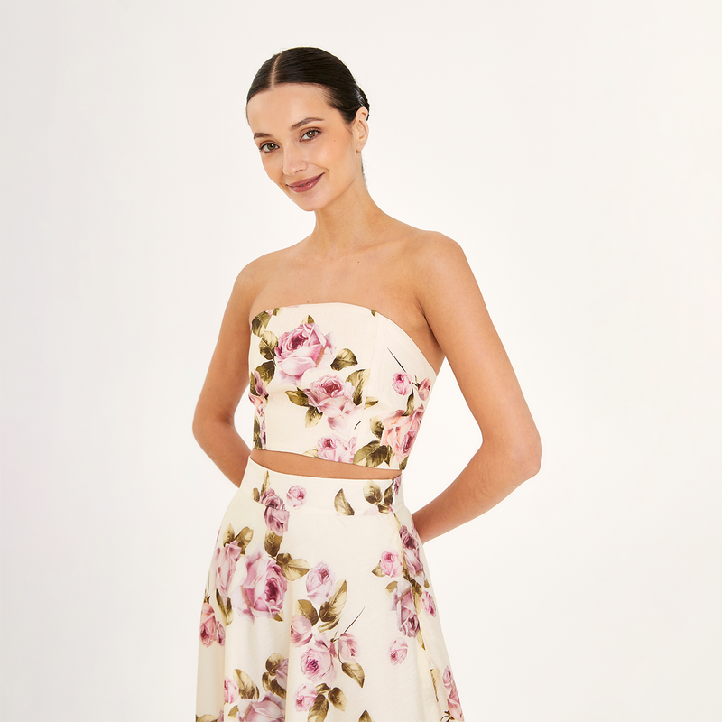 BUSTIER 100% LINEN ROSE 412