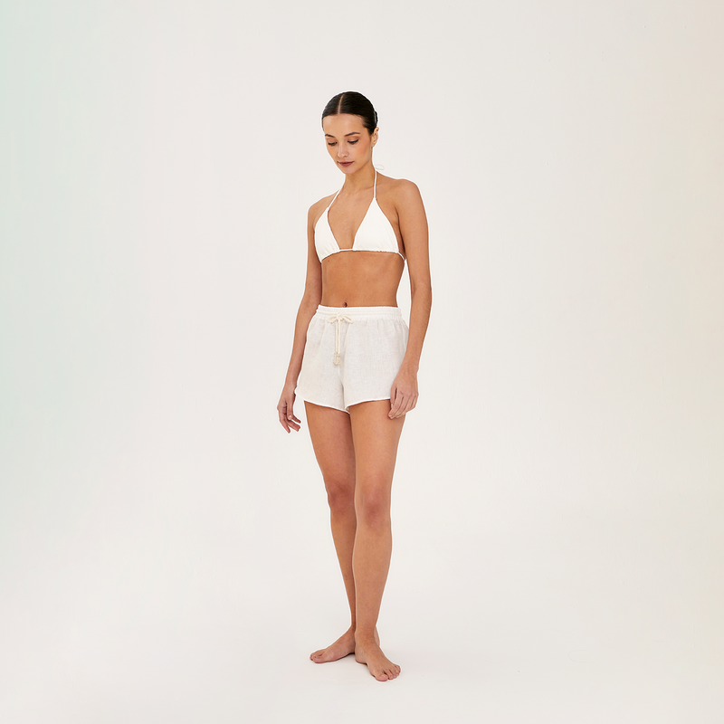 SHORT 100% LINEN BLANC L 452