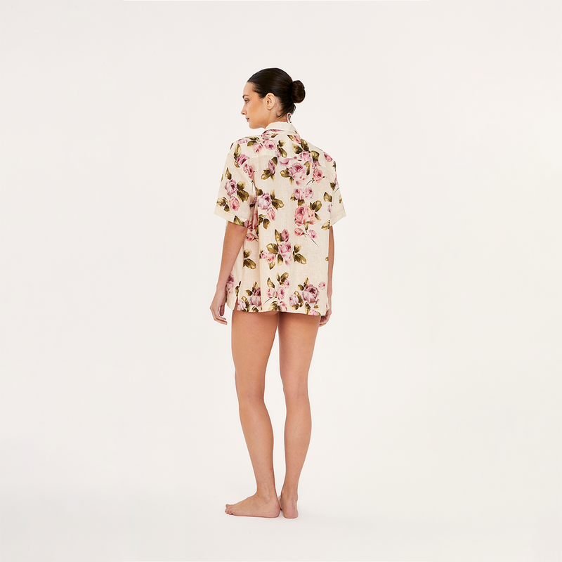 MENS SHIRT 100% LINEN ROSE 551