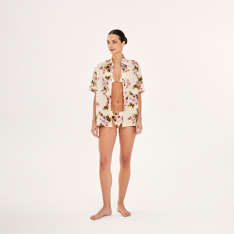 MENS SHIRT 100% LINEN ROSE 551