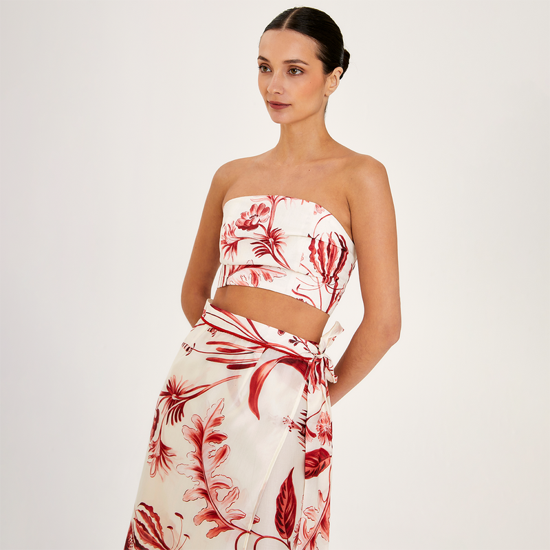 BUSTIER 100% LINEN ROUGE 412