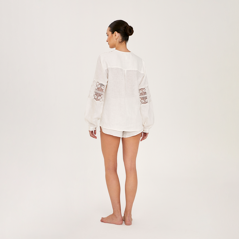 BLOUSE 100% LINEN BLANC 436