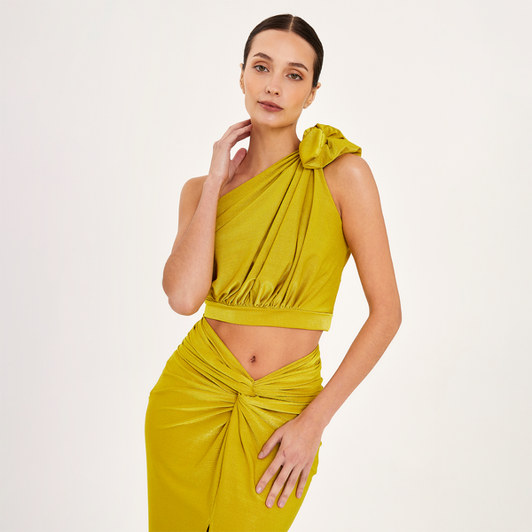 ONE SHOULDER BLOUSE  LIME 411A