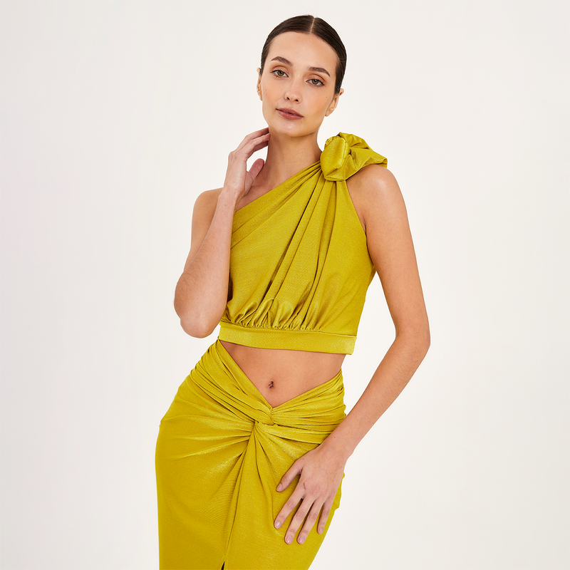 ONE SHOULDER BLOUSE  LIME 411A