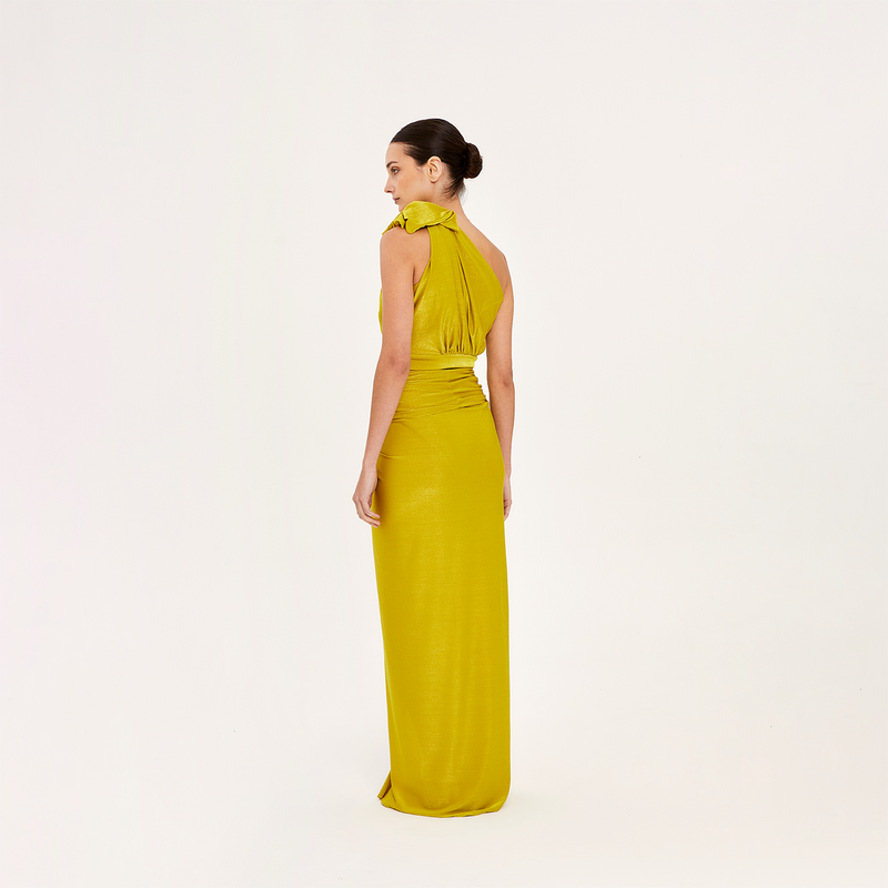 ONE SHOULDER BLOUSE  LIME 411A