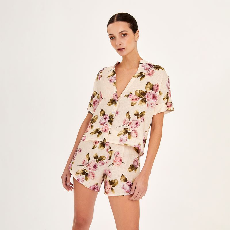 SHIRT 100% LINEN ROSE 414