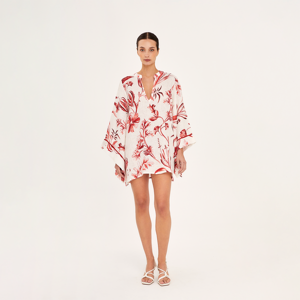 MINI DRESS 100% LINEN ROUGE 213A