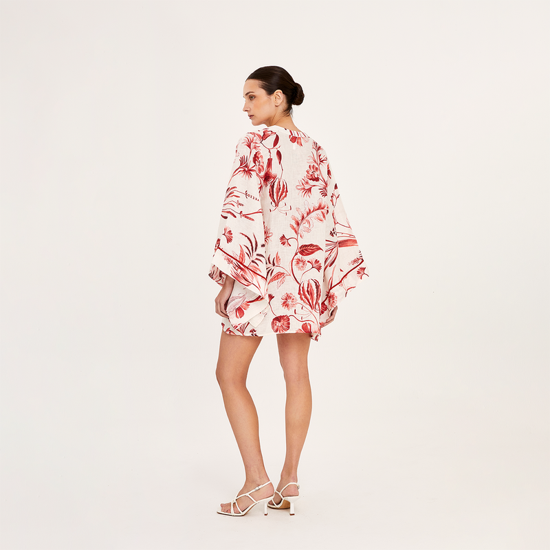 MINI DRESS 100% LINEN ROUGE 213A