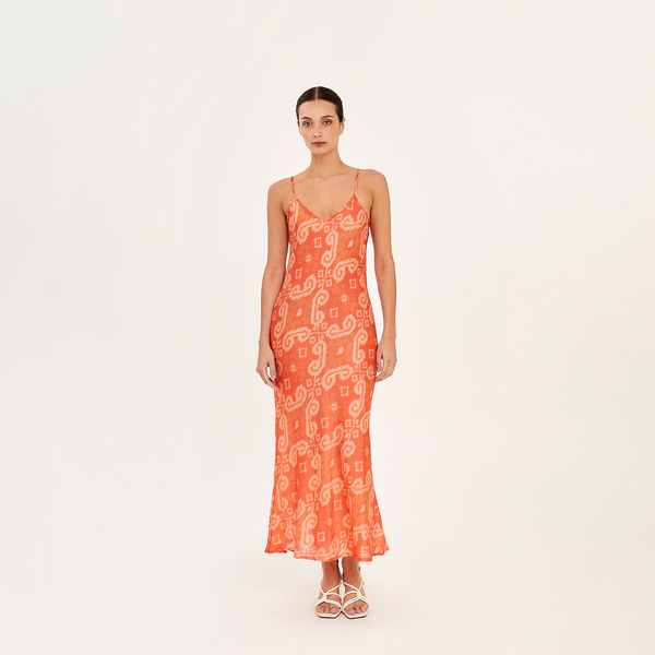 MIDI SLIP DRESS COTTON SILK ORANGERS 297