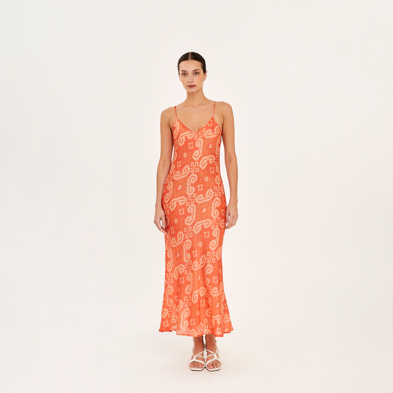 MIDI SLIP DRESS COTTON SILK ORANGERS 297