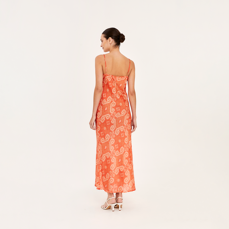 MIDI SLIP DRESS COTTON SILK ORANGERS 297