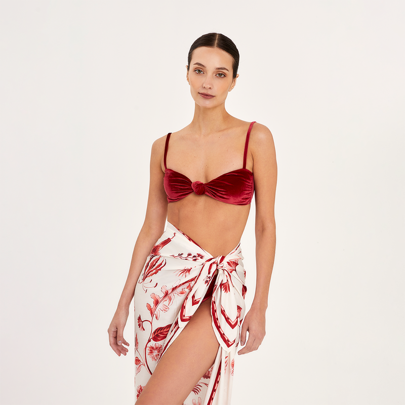 PAREO / SCARF SILK VISCOSE ROUGE 500