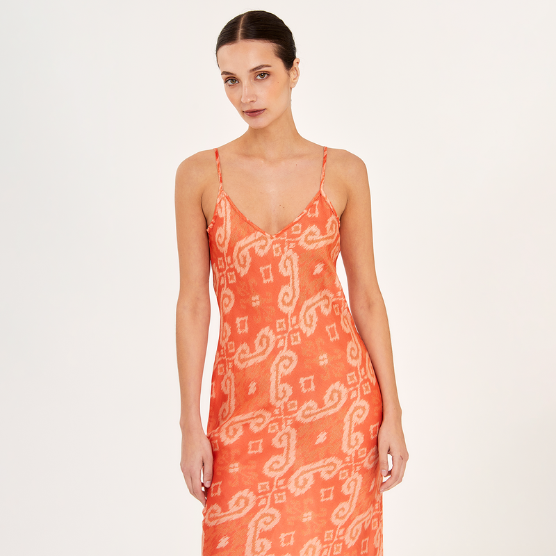 MIDI SLIP DRESS COTTON SILK ORANGERS 297