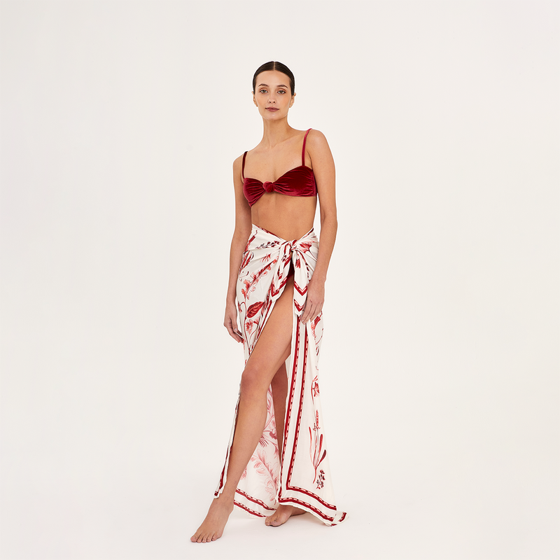 PAREO / SCARF SILK VISCOSE ROUGE 500