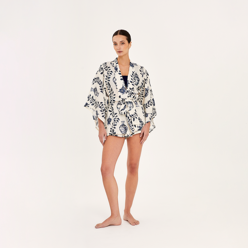 KIMONO 100% LINEN DYNASTIE 371