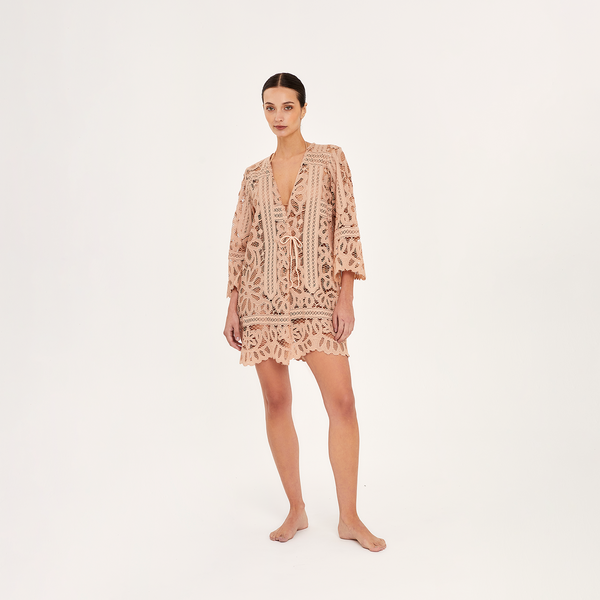 OPEN DRESS COTTON PA SAND 288