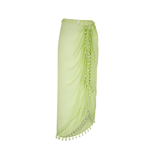 WRAP SKIRT 100% SILK CHIFFON VERDE BEACH 519