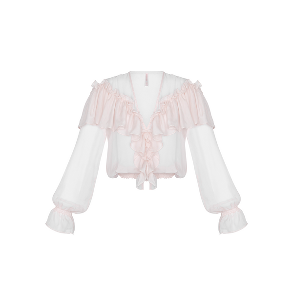 BLOUSE 100% SILK CHIFFON BLANC 420