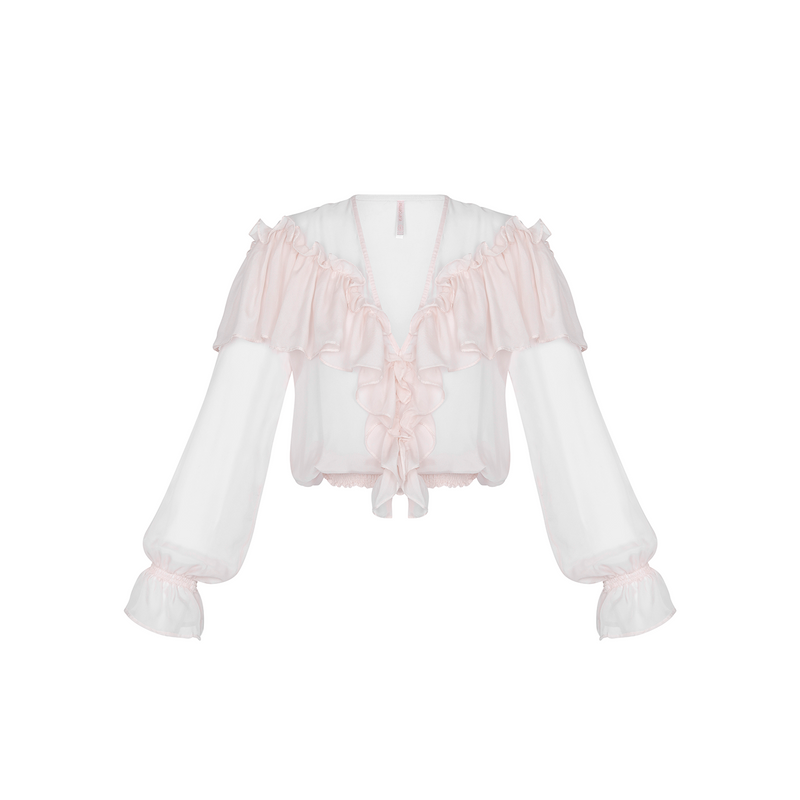 BLOUSE 100% SILK CHIFFON BLANC 420