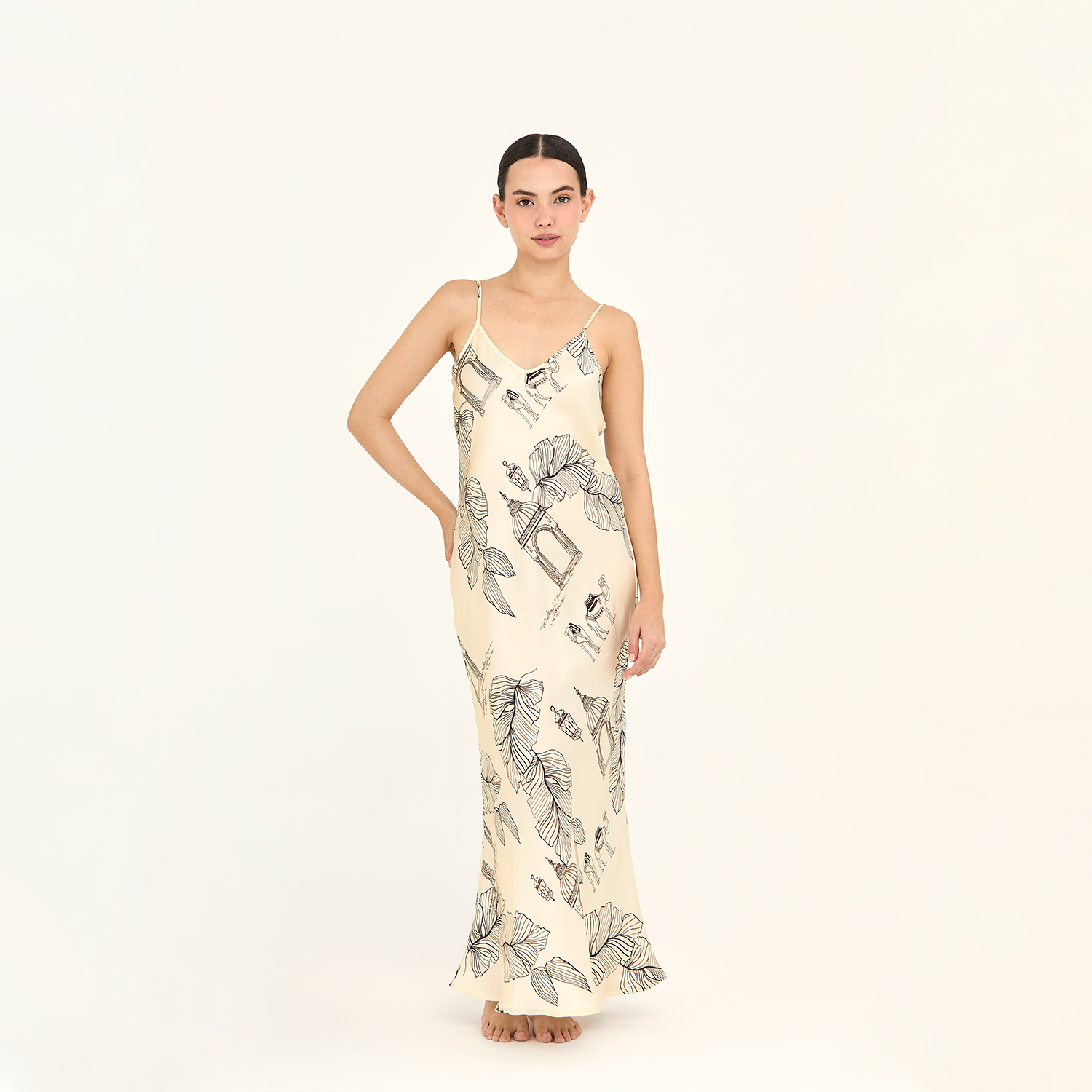 Midi Slip Dress Camel Toile