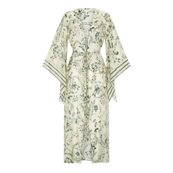 MAXI OPEN TUNIC COTTON SILK CHIFFON GREEN COURT 330