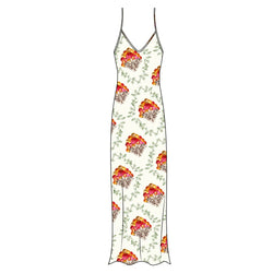 MIDI SLIP DRESS 100% SILK FLORA 297