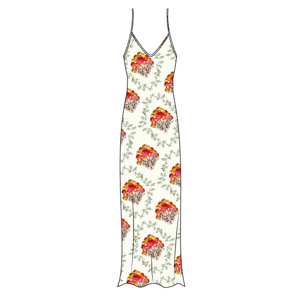 MIDI SLIP DRESS 100% SILK FLORA 297
