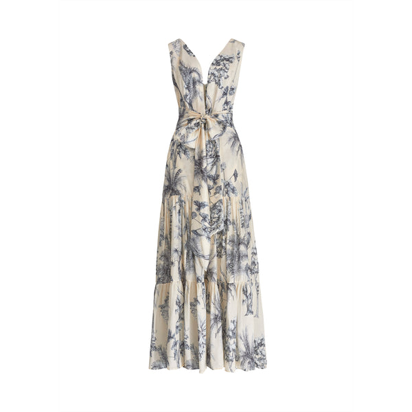 MAXI DRESS VISCOSE & SILK GRASSE BLEUE 271