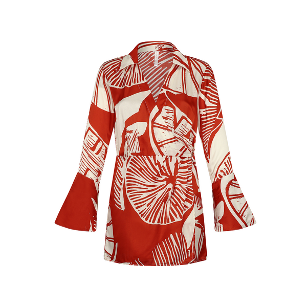 MINI WRAP DRESS SILK VISCOSE RED LEMON 227