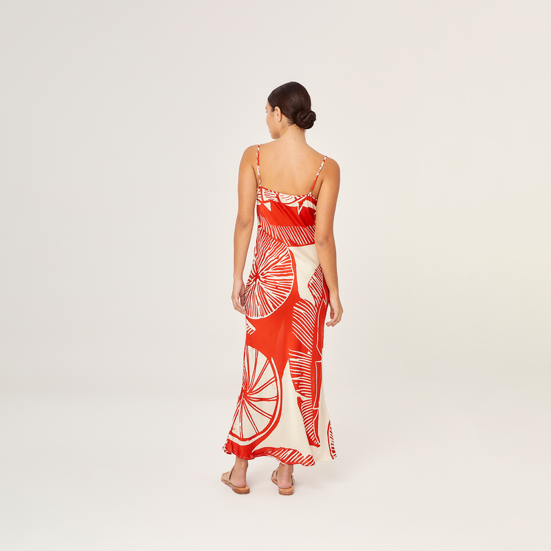 MIDI SLIP DRESS SILK VISCOSE RED LEMON 297