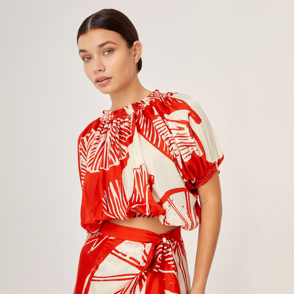 CROP TOP SILK VISCOSE RED LEMON 410