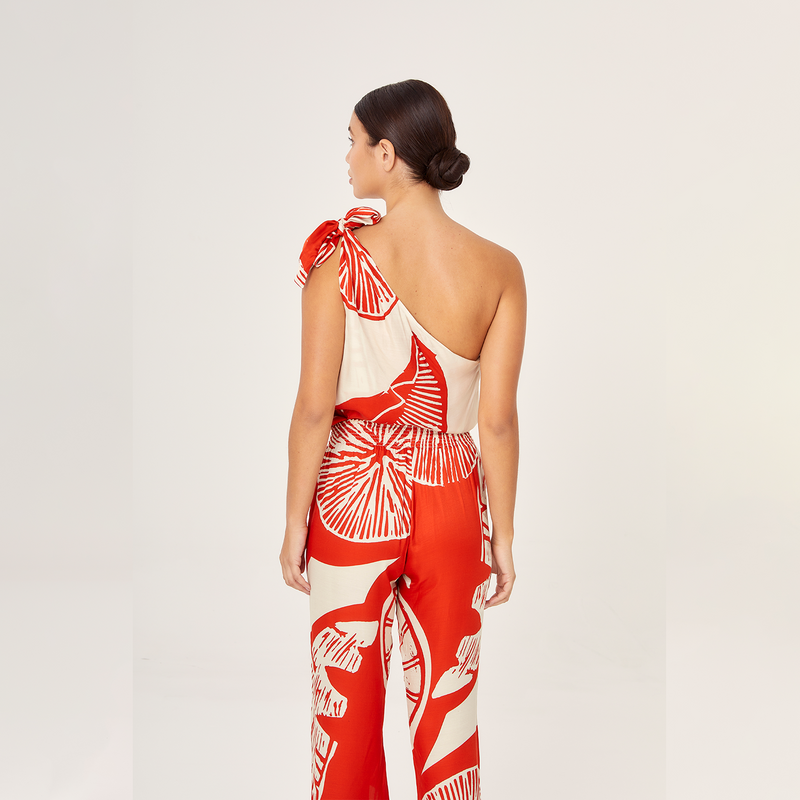 PANTS SILK VISCOSE RED LEMON 495