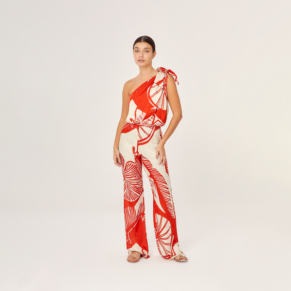 PANTS SILK VISCOSE RED LEMON 495