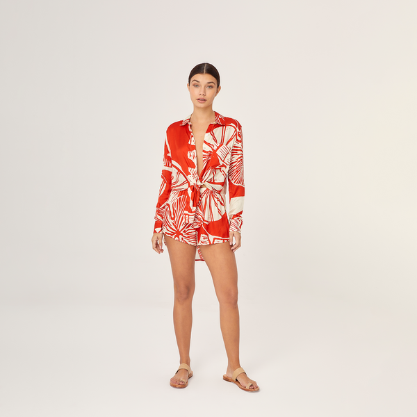 SHORT SILK VISCOSE RED LEMON 451
