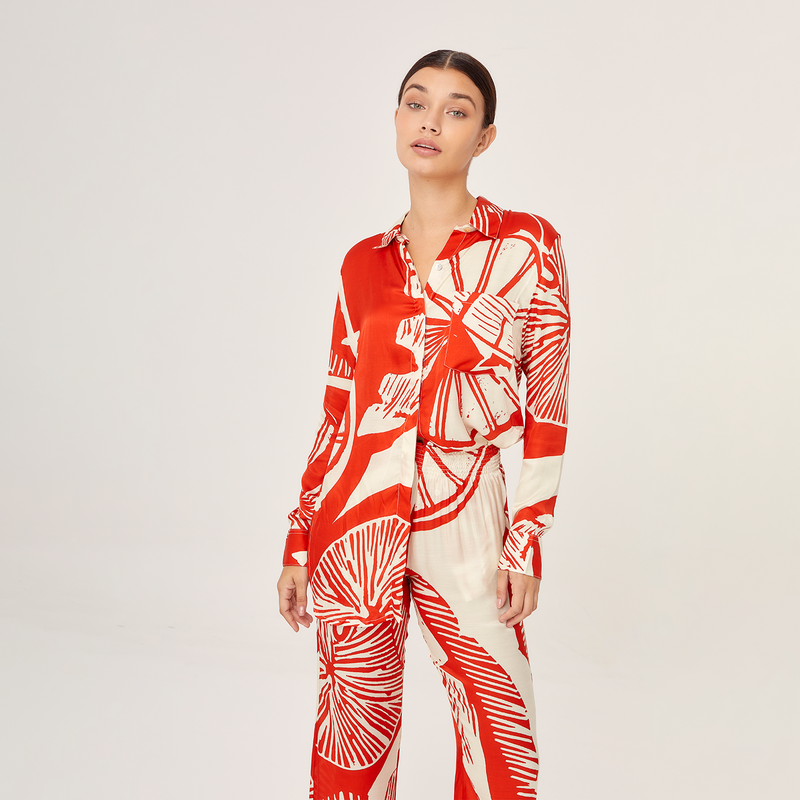 PANTS SILK VISCOSE RED LEMON 495