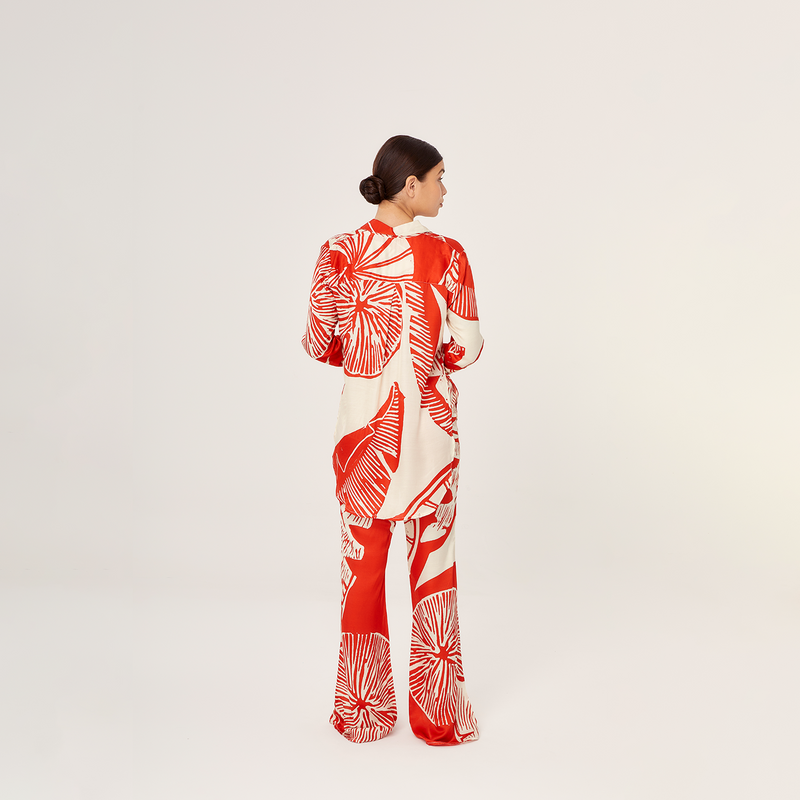 PANTS SILK VISCOSE RED LEMON 495